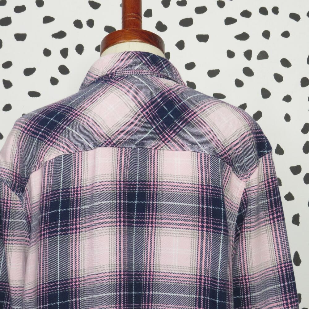 Justice Pink Perfectly Plaid Print Long Sleeve Girls Button Up Shirt - Picture 4 of 6